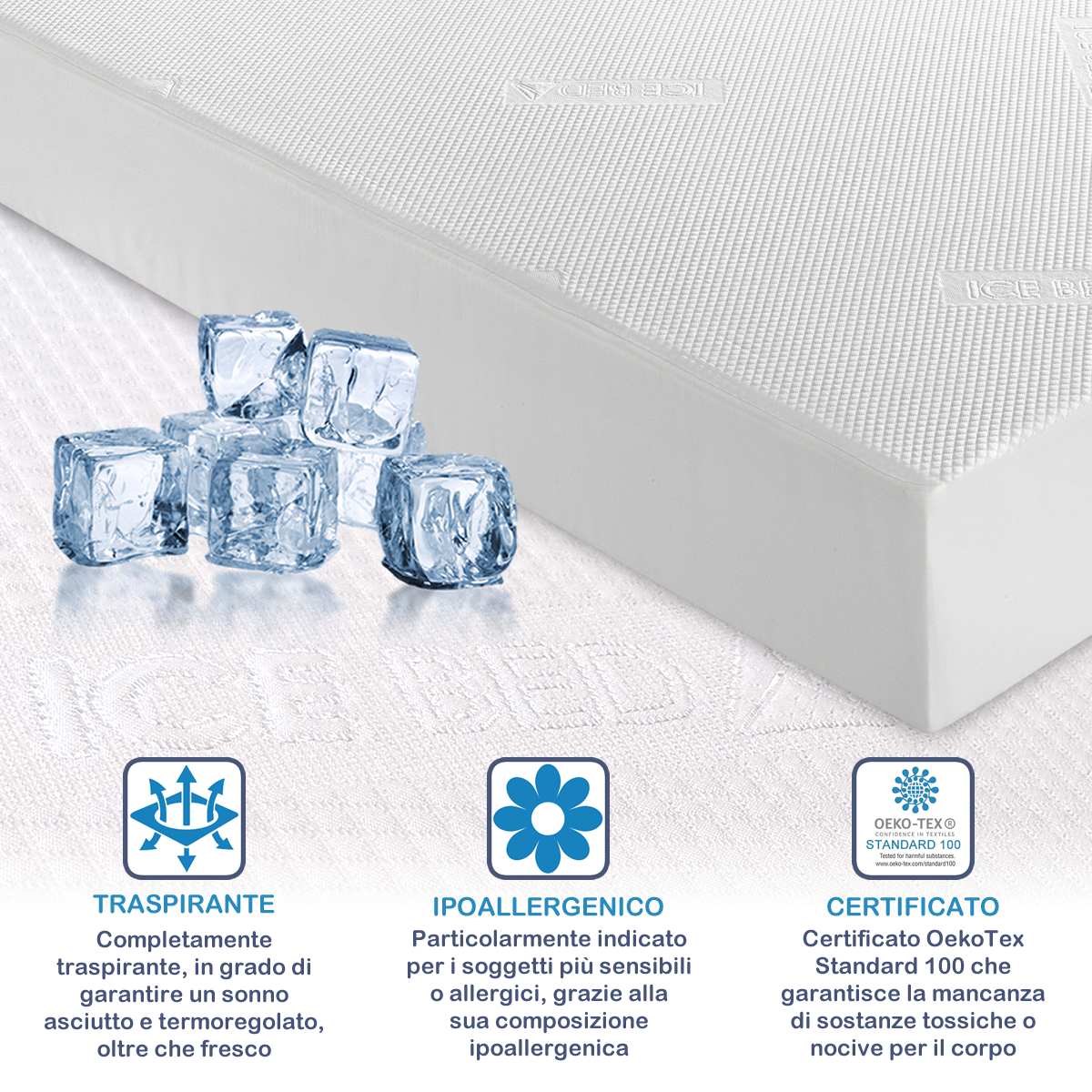 Coprimaterasso Tecnico Ice Bed Effetto Ghiaccio