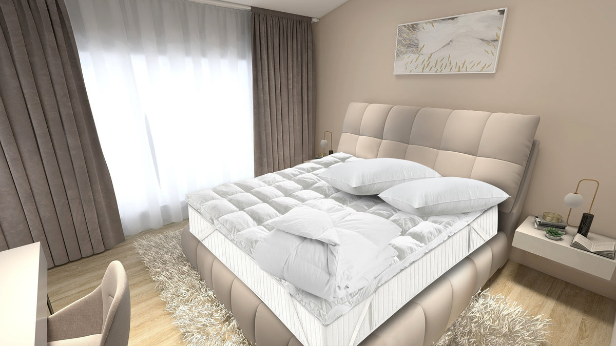 Kit Prima Casa Matrimoniale con Topper, 2 Guanciali e Piumino Invernale